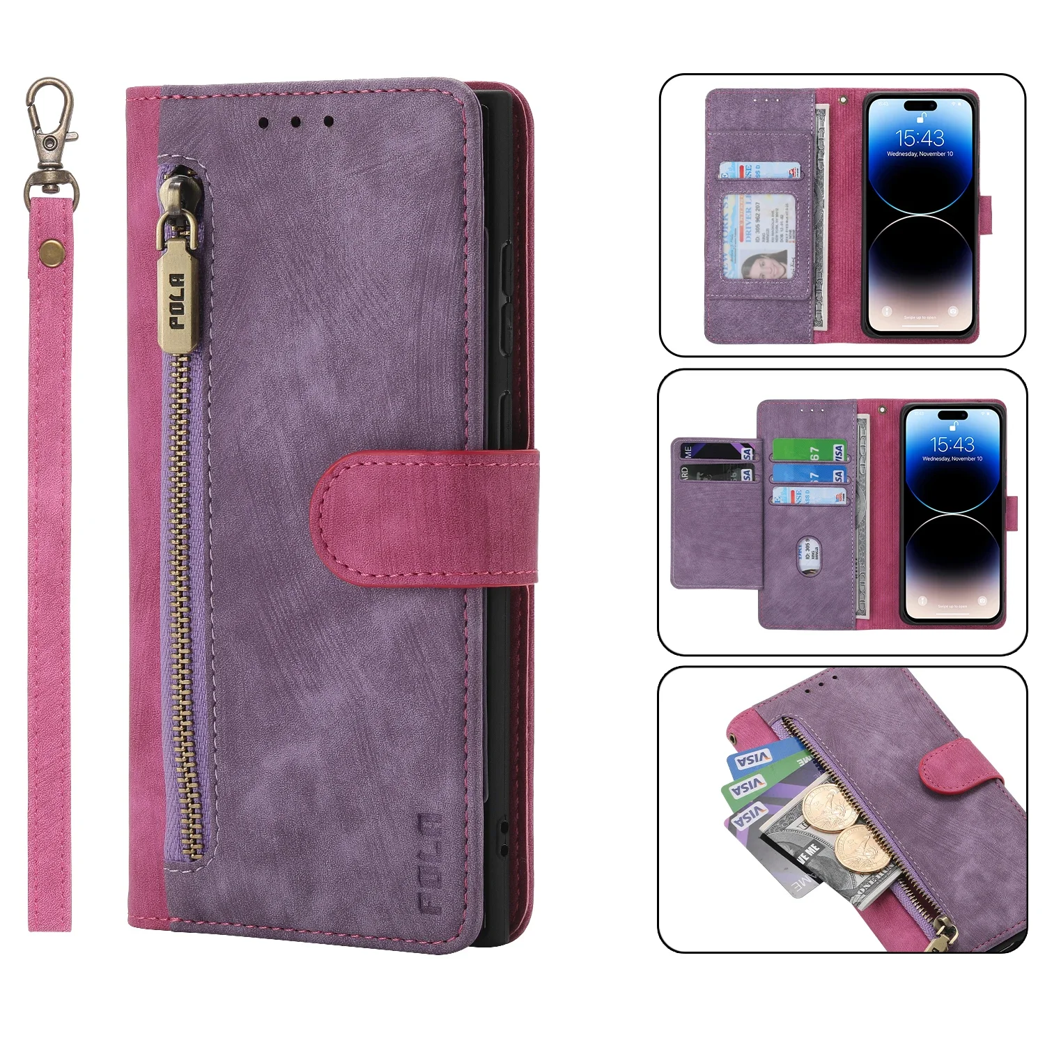 Zipper Business Flip Leather Case For Google Pixel 9 Pro XL 8 7 6A 6 5G 7Pro 6Pro Anti-Theft Wallet Multi Cards Solt Phone Cover