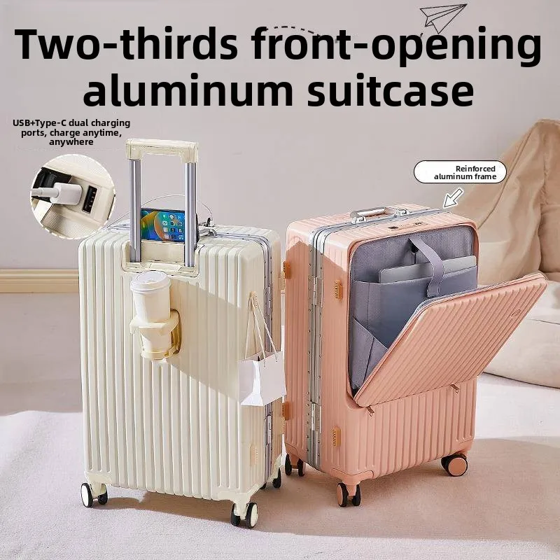 

New 26-Inch Aluminum Frame Lage Carry-On Suitcase High Aesthetic Value Multi-Functional Travel Password Box Polyester Pure...