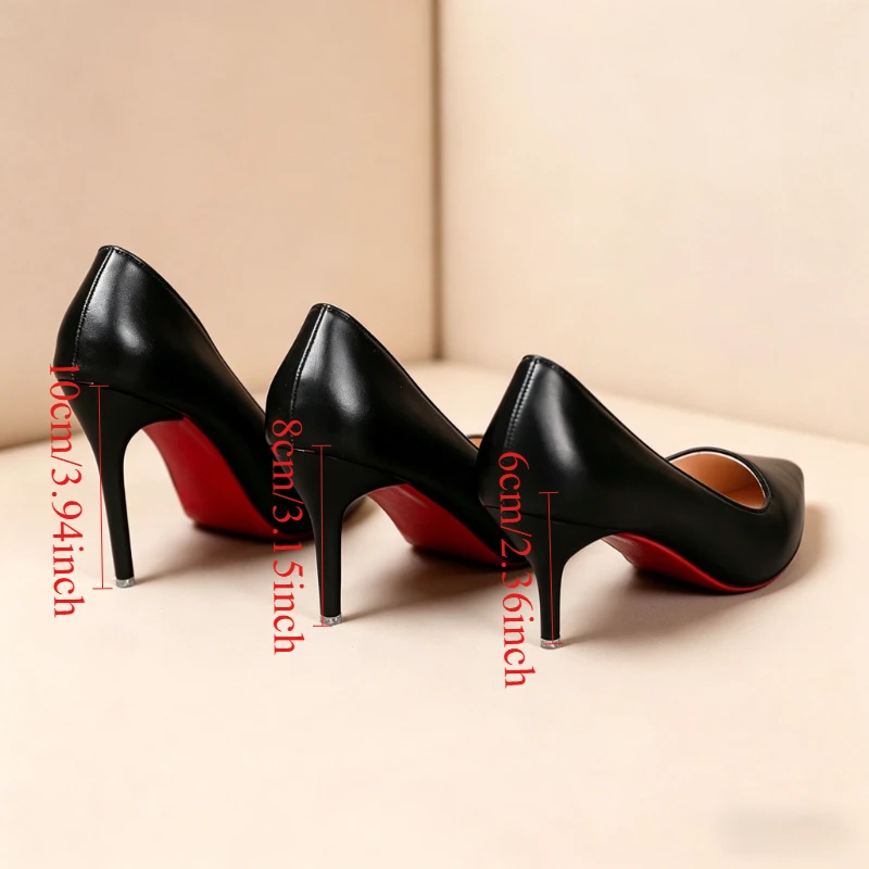 Spitze Pumps aus Lackleder mit Sexy Roter Sohle für Party und Abschlussball, Minimalistische Flache Arbeitsschuhe für Damen – Detail 1