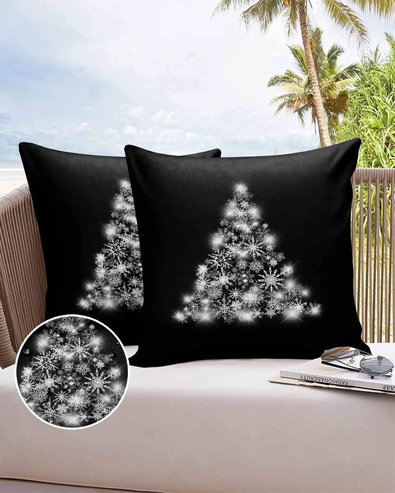 

2/4PCS Waterproof Pillow Cover Light Christmas Tree Decoration Outdoor Pillowcase Case Garden Patio Cushion Covers Home Decor