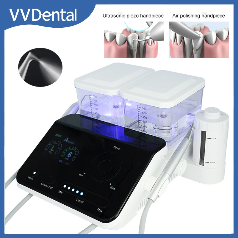 VVDental Ultrasonic Scaler & Sandblaster Airflow Polishing Periodontal Therapy 6 In 1 Scaling Periodontics Endodontics Equipment