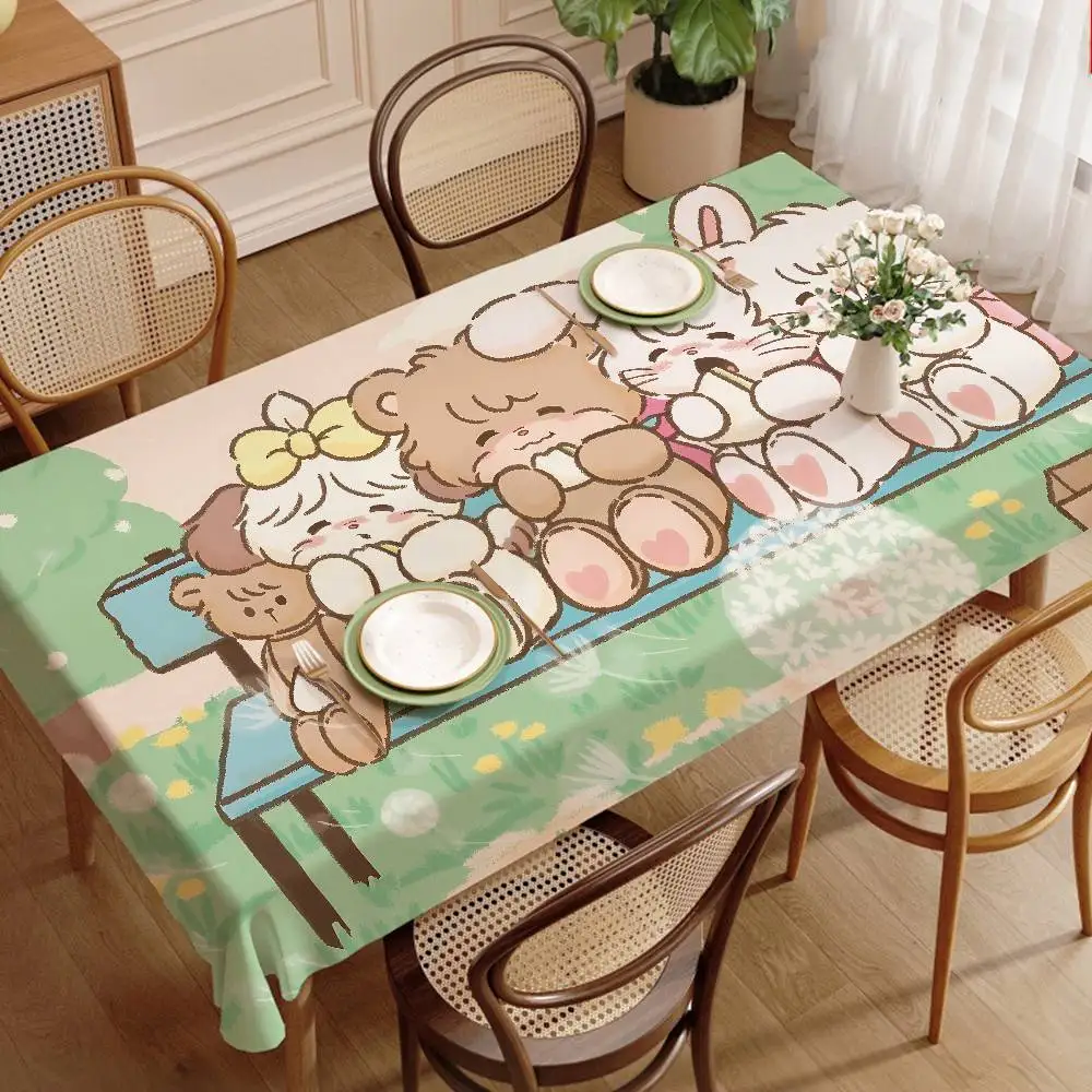 Cat Mikko I-illustrations Waterproof and Oil-proof Tablecloth Bedside Table Dustproof Decorative Cloth Living Coffee Tablecloth