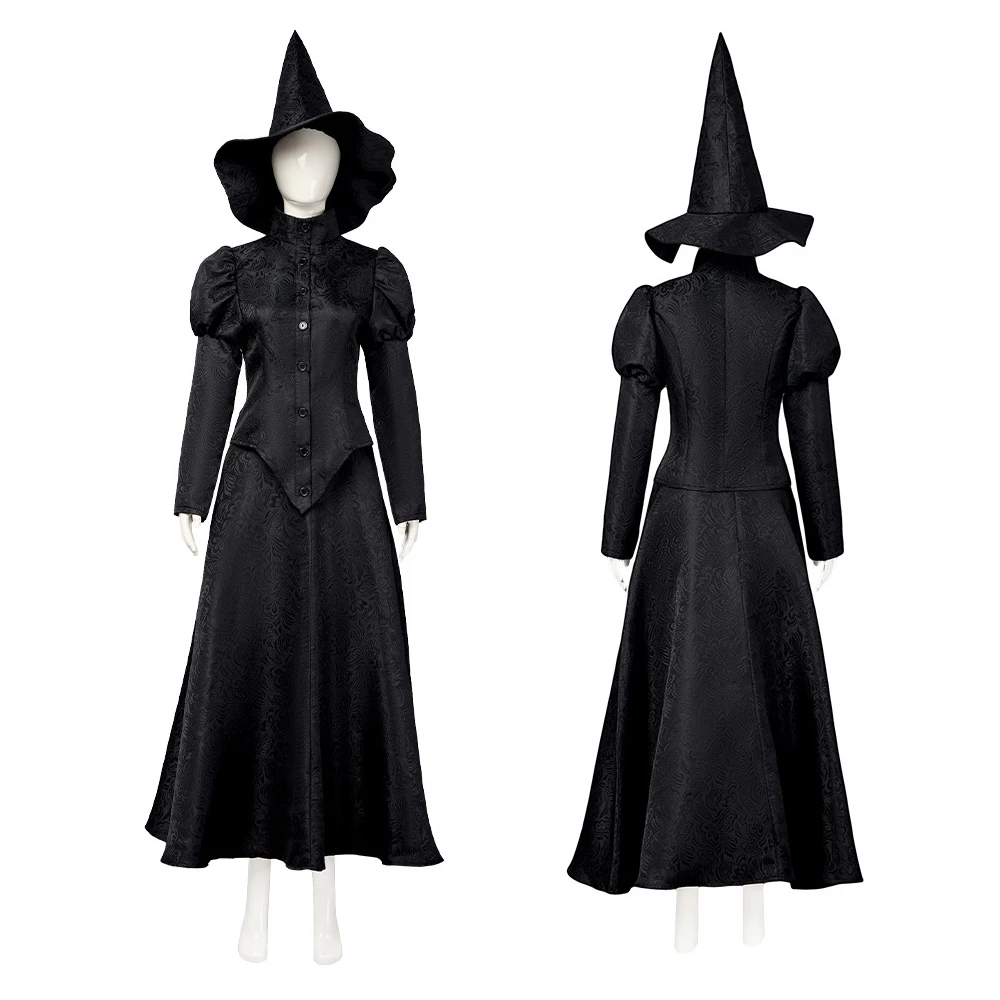 

Musical Elphaba Cosplay Costume Wicked Full Set Black Uniform Suits for Women Adult Halloween Carnival Party Clothes Roleplay