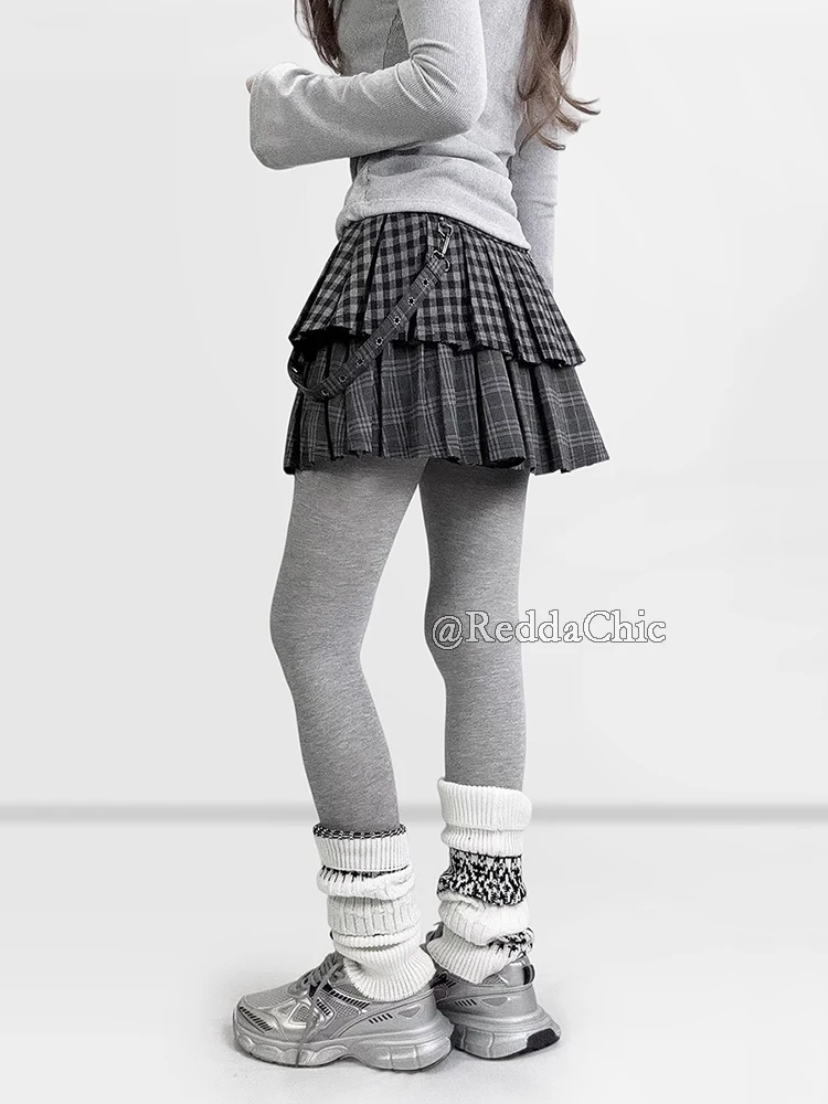 REDDACHiC منقوشة تويد تنورة صغيرة خريف شتاء منخفضة الارتفاع سلسلة الطبقات كشكش منتفخ كعكة تنورة الجرونج Acubi ملابس امرأة الموضة