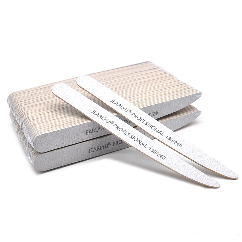 50pcs Lancet Wooden Nail Files 100/180/240 Double Sided Buffing Gentle Eco-Friendly Manicure Tool Professional Nail Equipment