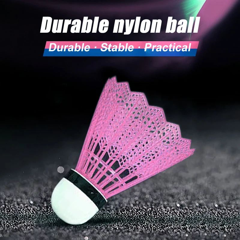 Plástico nylon badminton bola, rosa, durável, para treinamento, prática, treinamento, para uso ao ar livre, 1pcs