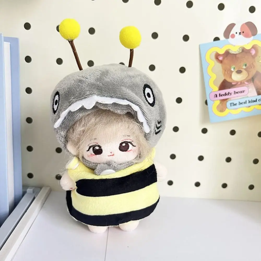 Shark and Bee 10cm Cotton Doll Clothes Cartoon Two Piece Suit 10cm Idol Doll Outfit Jumpsuit Multicolor Doll Changing Dressing