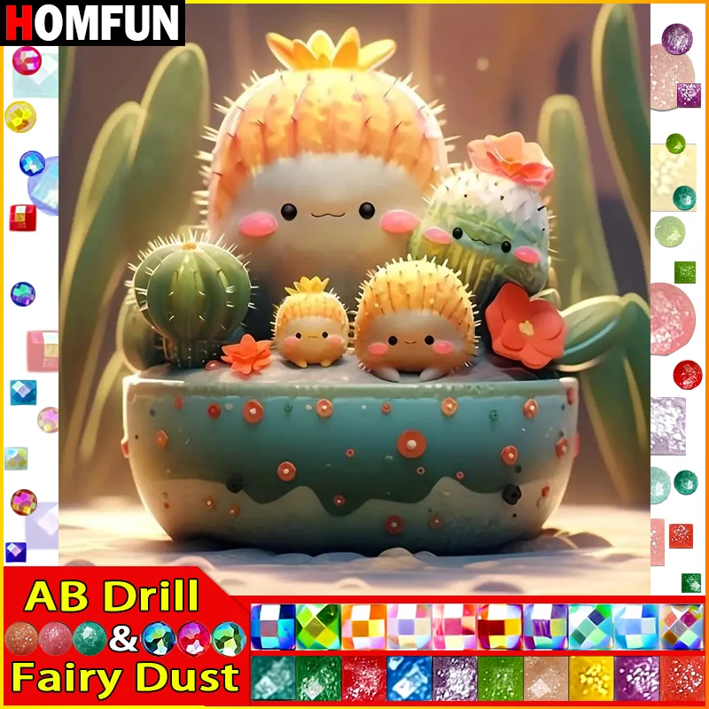 

HOMFUN Фея Пыль AB Алмазная картина Полная квадратная/круглая дрель 5D DIY "Пейзаж Кактус" Алмазная вышивка Декор со стразами