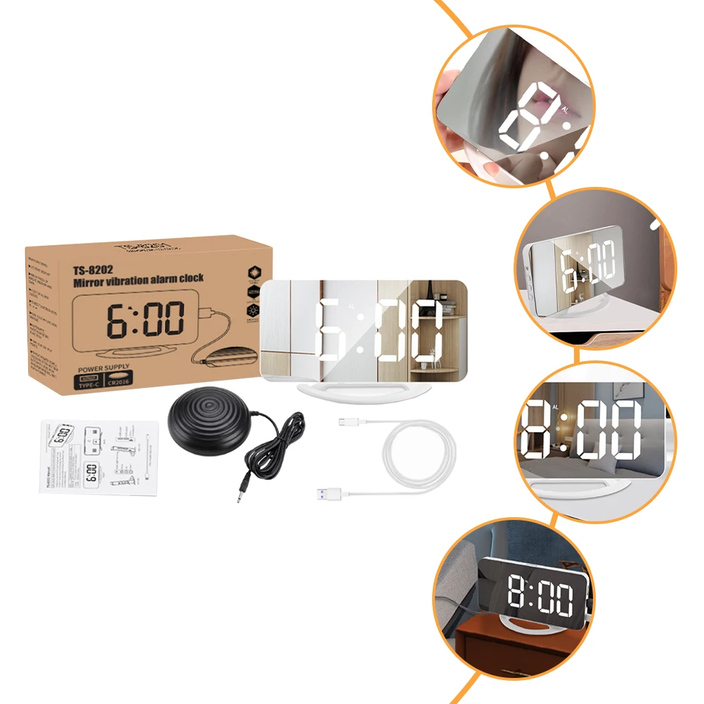 

Digital Vibration Clock Alarm Bedside USB Small Abs Loud Bedroom Mirror Kids Vibrating Waterproof Moisture Proof Stable Base