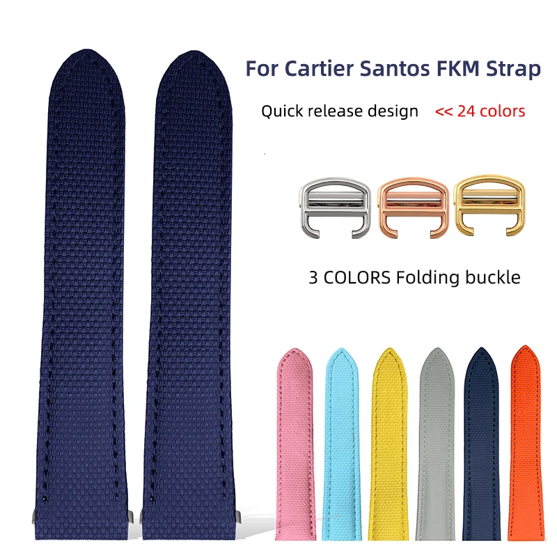 

Santos New FKM strap 19mm 21mm custom fashion style W2SA0006 0037 WSSA0009 0010 0018 quick release watchband for Cartier SANTOS