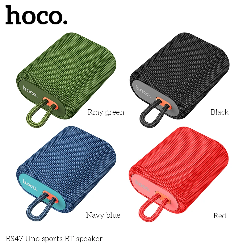 HOCO BS47 Sports Bluetooth Speakers Mini Portable Waterproof Outdoor Cycling Audio Bass Stereo Loudspeaker Support TF Card FM