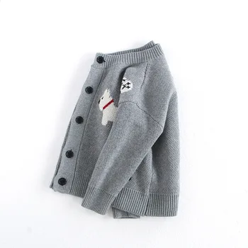 MILANCEL Kids Dog Cardigan Sweater 2 MILANCEL Spring Children's Sweater Jacket 1-8 Y Jacquard Cute Dog Boys Single Breasted Buckle Cardigan Top Girls Knitted Sweater 2