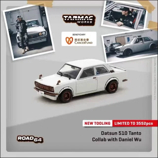 

Лимитированный! Tarmac работает 1:64 Datsun 510, Танто Даниэль Ву, литая модель автомобиля
