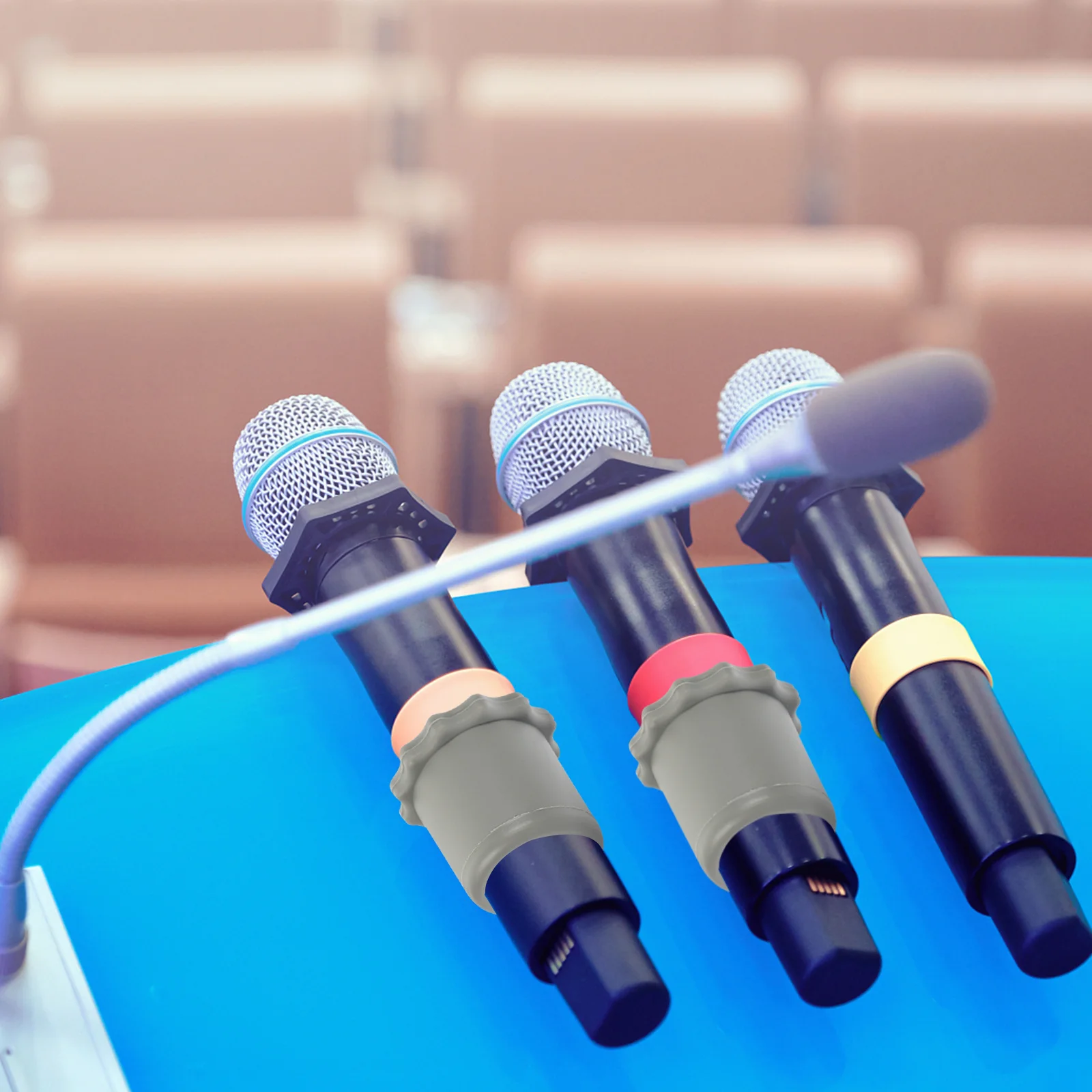 

6Pcs Handheld Microphone Silicone Bottom Rod Sleeves Anti-Slip Anti-Roll Covers Protective Holders for Wireless Mic Ktv Bar