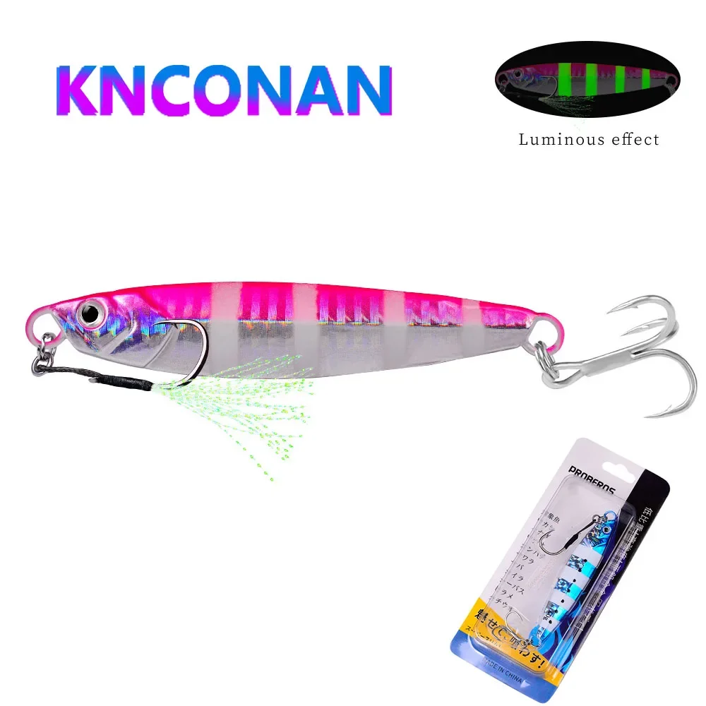 luminous Long shot Metal Jig Jigging Spoon 30G 40G 60G Shore Casting Jig Drag Cast Sea Bass Lure Artificial Bait Fishing Tackle