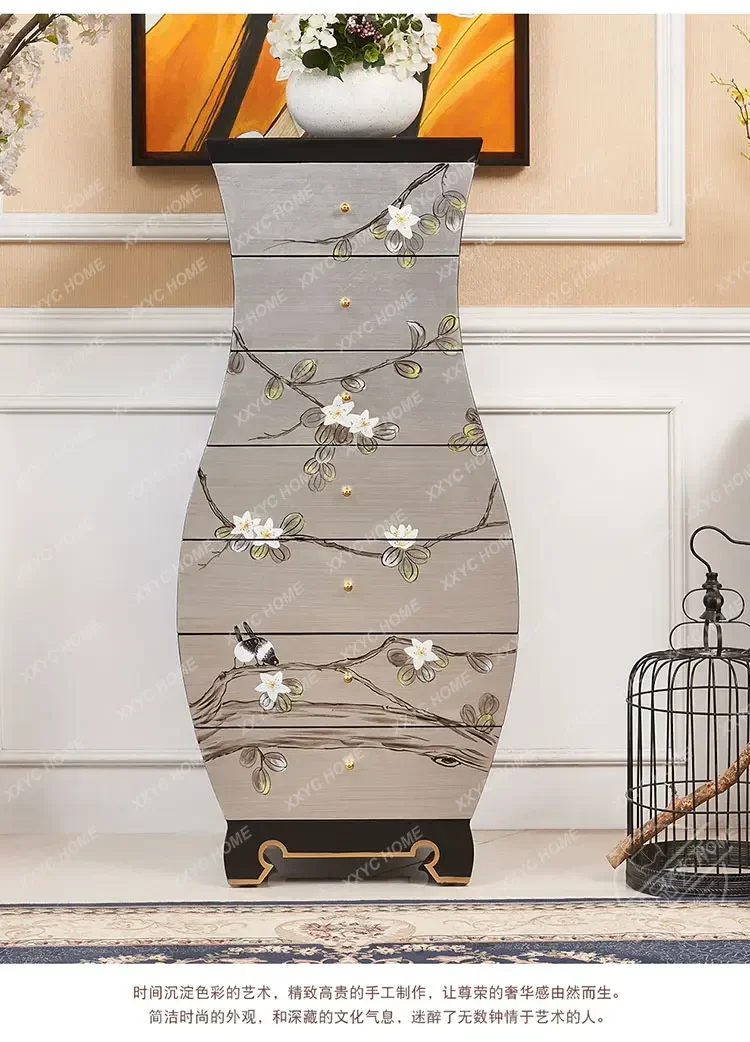 

Комод-витрина в новом китайском стиле с росписью цветами и птицами для спальни и гостиной