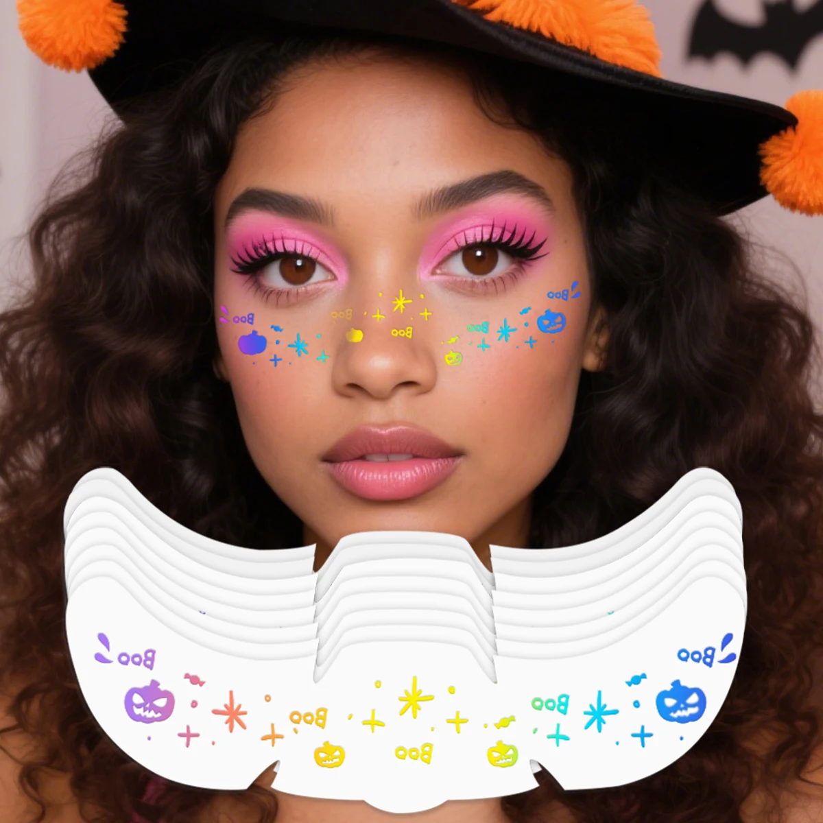 8 قطع من ملصقات وشم الوجه بالليزر للهالوين على شكل جمجمة اليقطين الخفافيش العنكبوت النمش المزيفة ملصقات الوشم المؤقت لمهرجان الحفلات