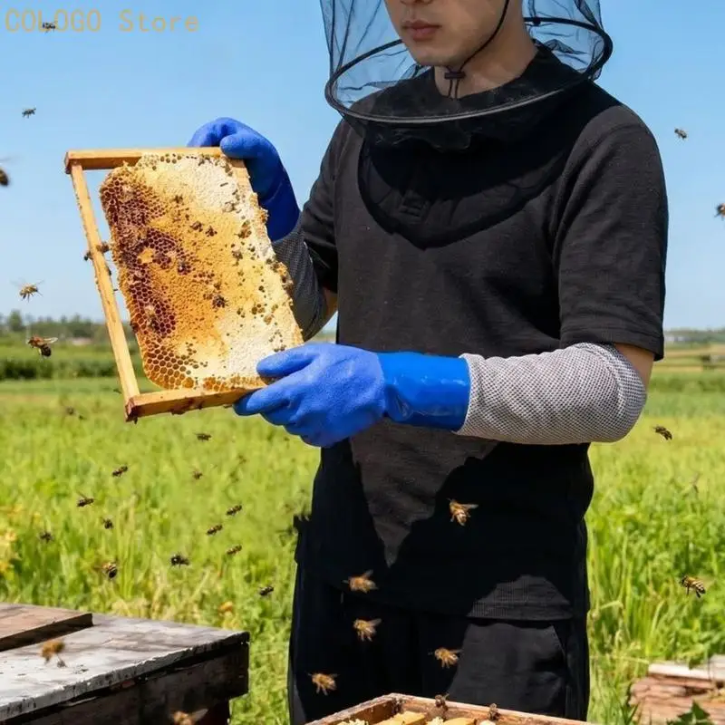 Extended Beekeeping Gloves with Textured Hands and Fingers, Broad Forearm Coverage, and Two Complete Sets for Routine Equipment