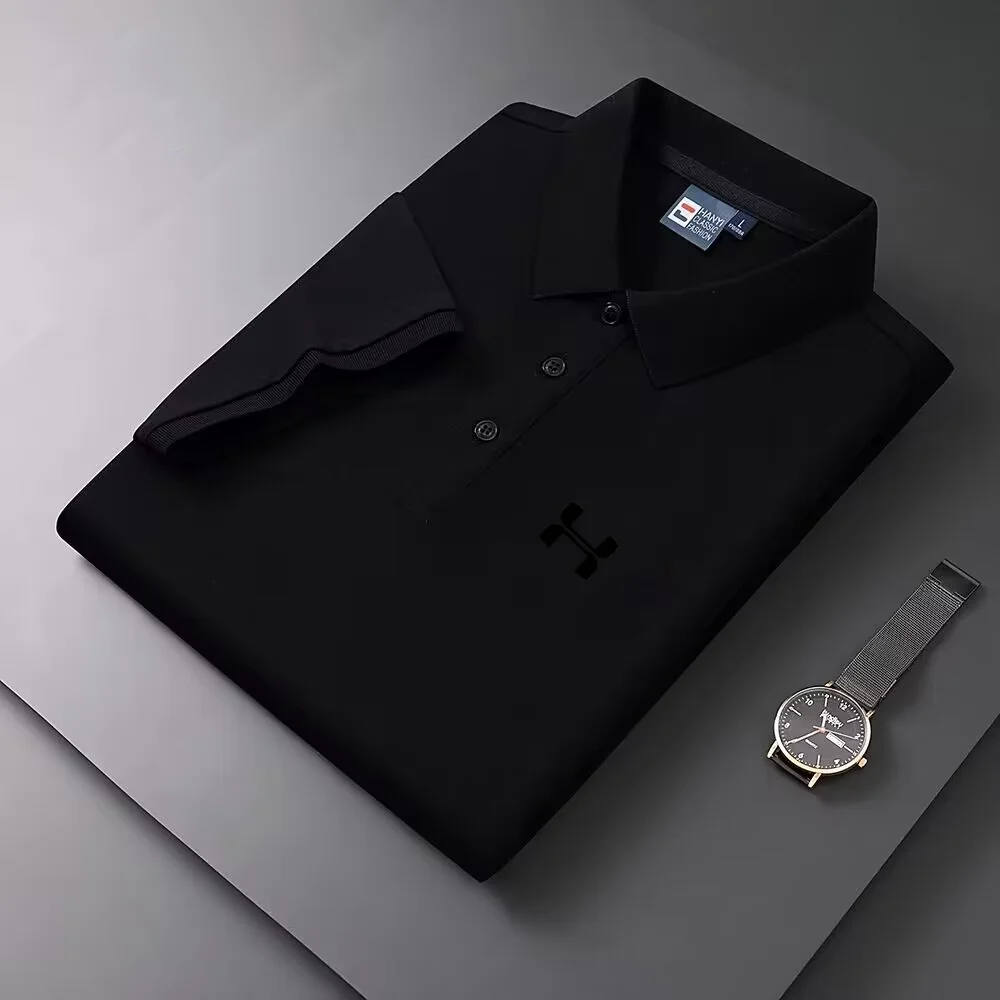 Men's Short Sleeve Color Polo Shirt Breathable Comfortable Elastic Top New Arrivals Casual Business Style Polo Shirt