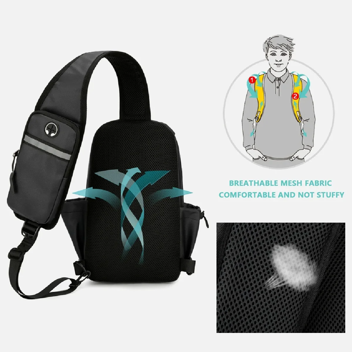 Mochila para acampar al aire libre, hombro inclinado, deportes de ocio, bolsa de pecho impermeable, adecuada para hombres y mujeres