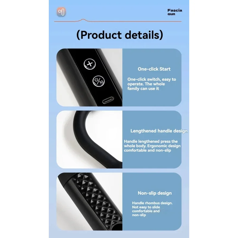 2026 New Smart Curved Hook Fascia Gun Electric Massager Massage Hammer Electric Fascia Gun Home Handheld Hammer Back Artifact