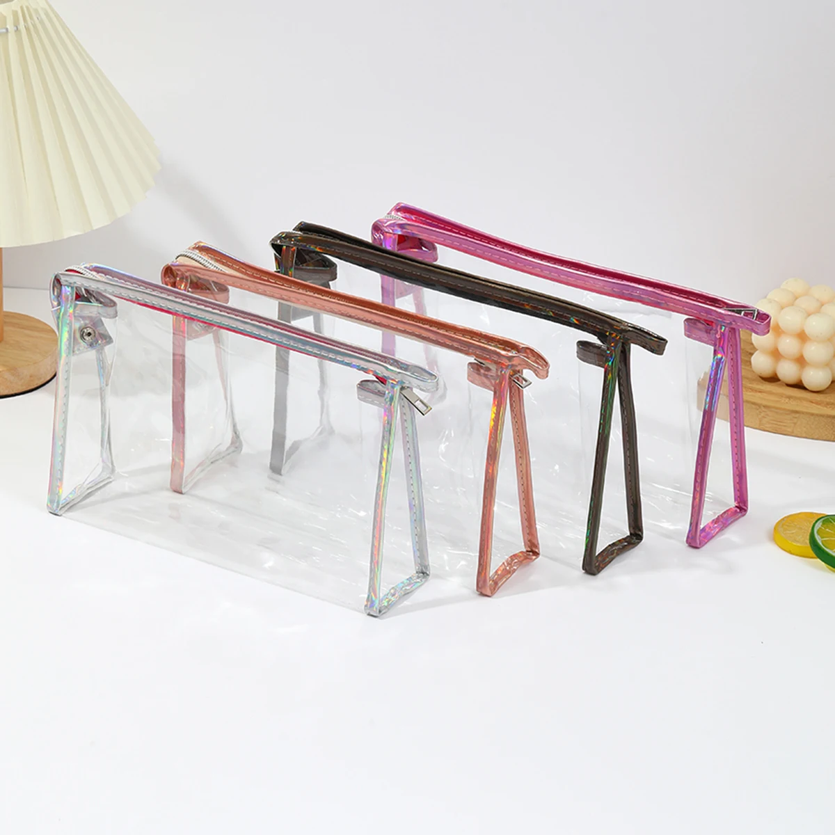 Neue Zweiteilige Wasserdichte PVC-Kosmetiktasche mit Laser-Fischschuppen-Design, Multifunktionale Aufbewahrungs- und Pflegetasche für Damen – Detail 11