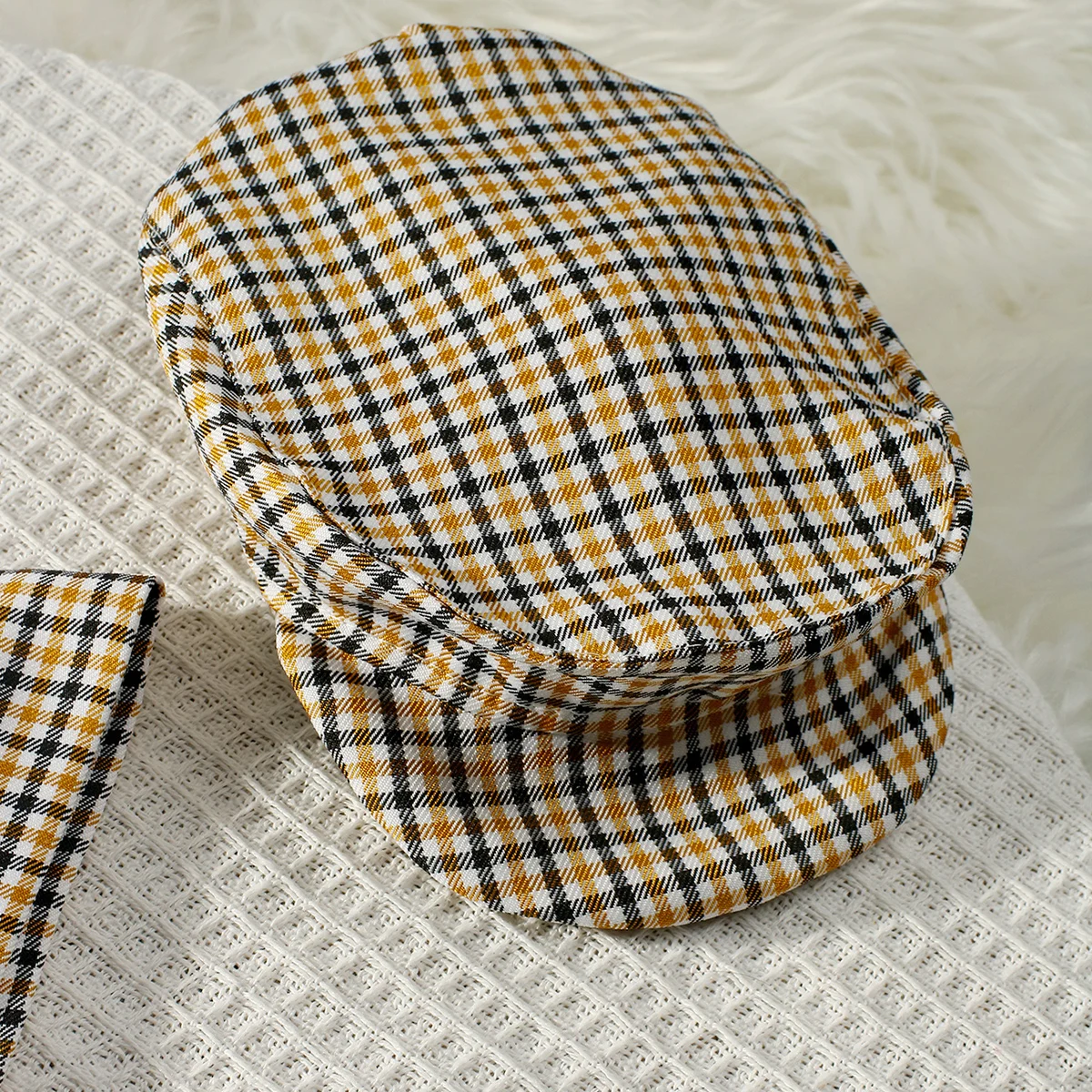 Ylsteed Newborn Boy Photography Outfit Little Gentleman Plaid Suspenders Trousers  Casquette Cap and Bow Tie Infant Photo Props