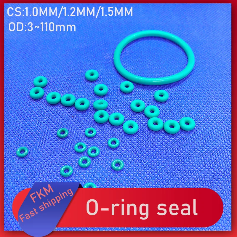 FKM Fluorine Rubber O‑Ring CS 1.0/1.2/1.5mm High Temp Corrosion Resistant Sealing Ring OD 3‑110mm Industrial Gasket