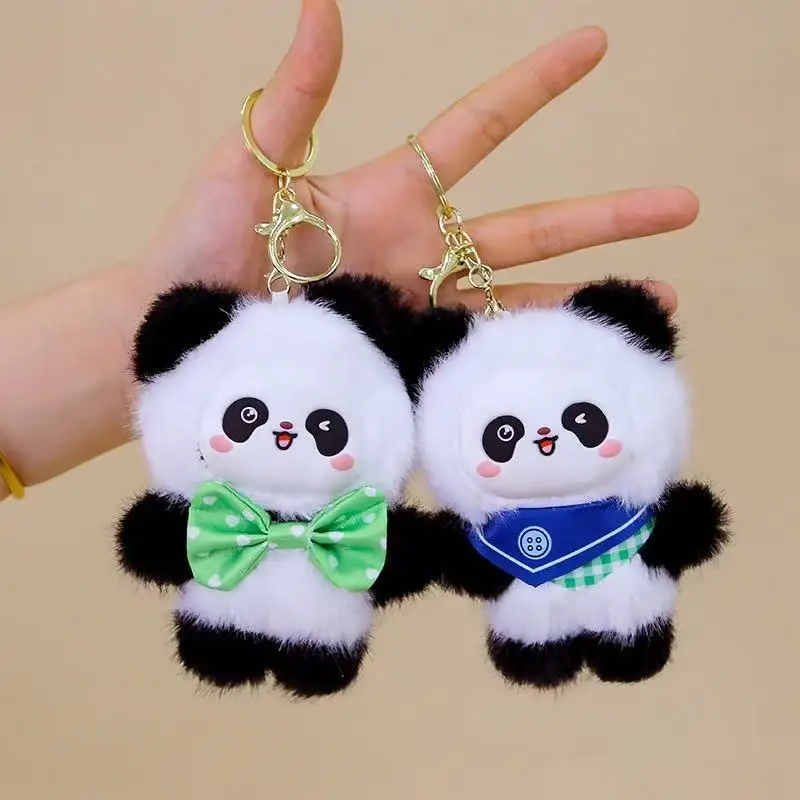 Latest Panda Backpack Pendant Keychain Doll Kawaii Stuffed Plush Toy Handmade Doll Cartoon Anime Cute Holiday Gift Fun Doll
