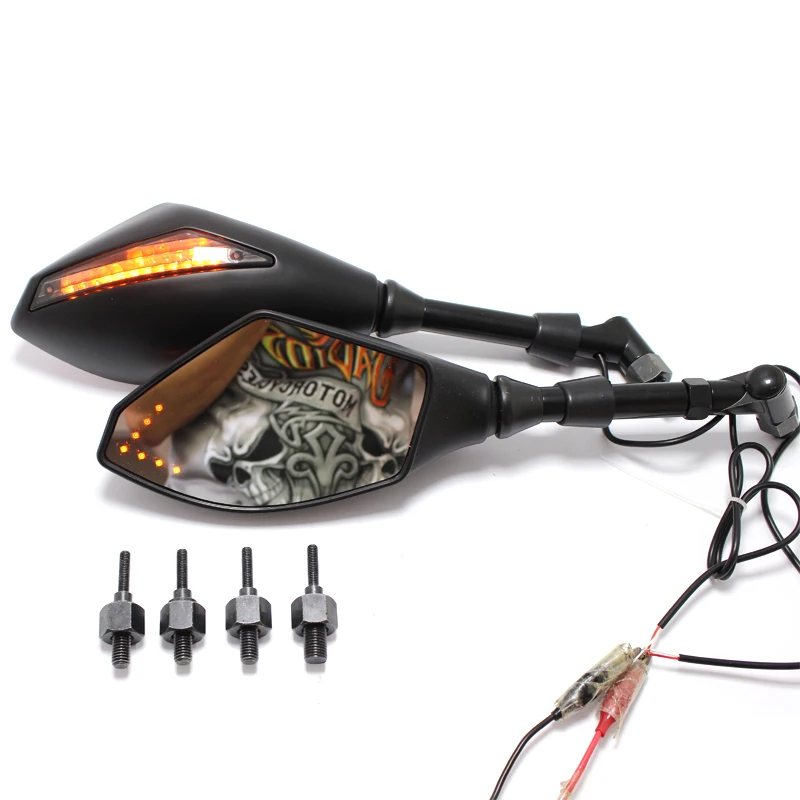 8/10mm Motorcycle Rearview Mirrors LED Turn Signals Lights for Hyosung GT125R GT250R GT650R Kawasaki Z750S Ninja 250R 650R