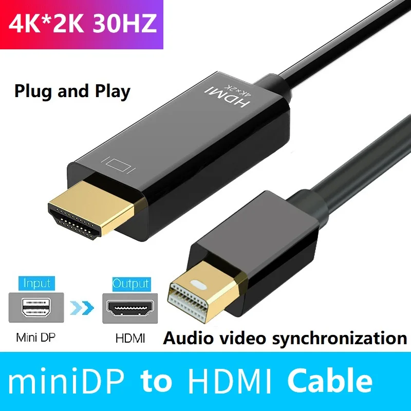 

Mini DisplayPort to HDMI Cable Mini DP (Thunderbolt) to HDMI Cable for MacBook Air/Pro Surface Pro/Dock Monitor Projector 4K1.8m