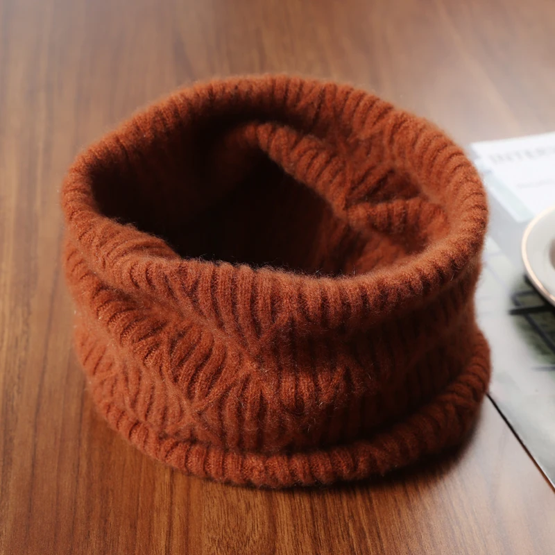 100%Wool Ring Scarf for Women&Men Autumn Winter Soft Warm Cashmere Scarves Fashion Turtleneck Fake Collar Solid Neckchief Girl