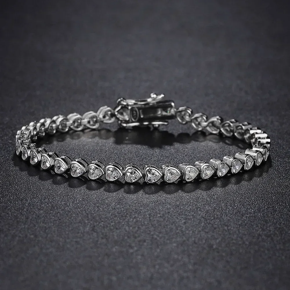 Fashion 925 Silver Heart Blue Treasure High Carbon Diamond Fashion Bracelet Exquisite Wedding Engagement Jewelry for Women