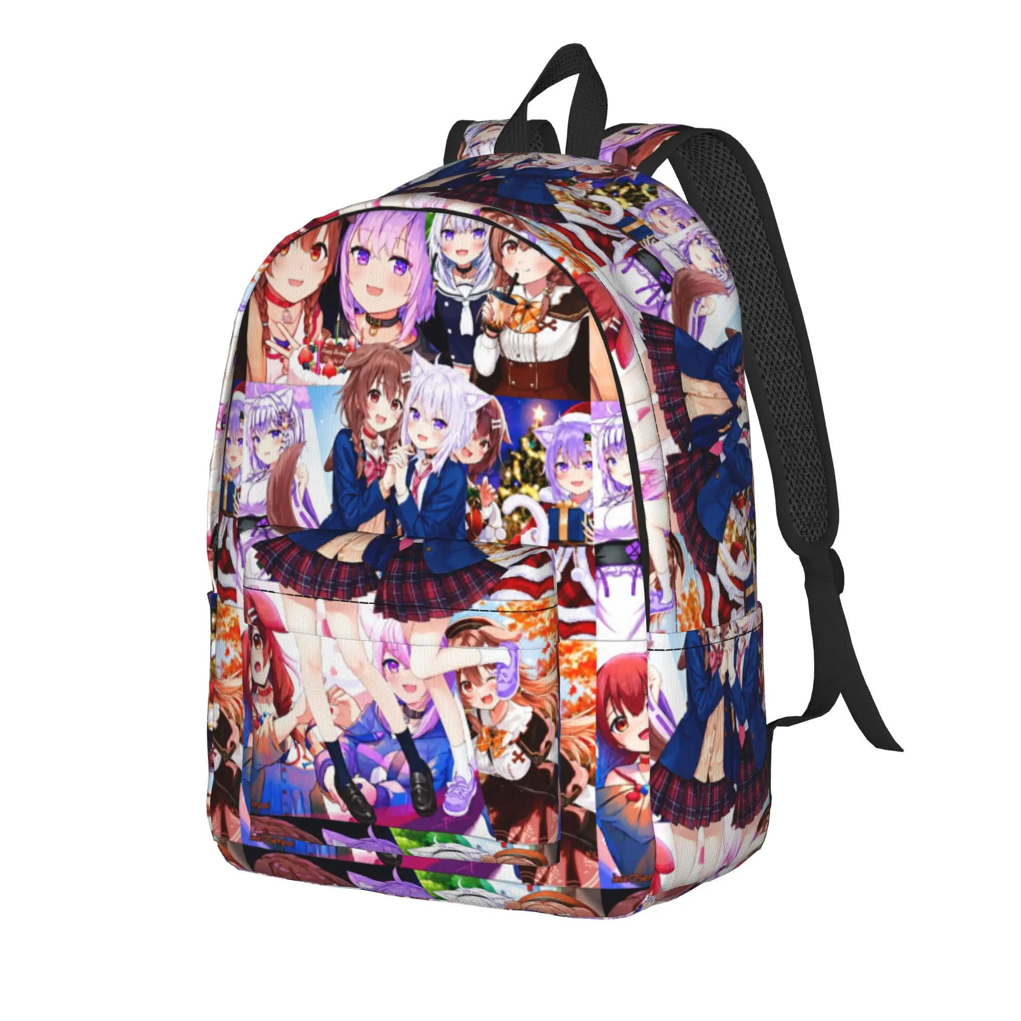 Hololive Gamers Girls Cute Portrait Backpack  Camping Backpacks Women Custom Breathable High School Bags Modern Rucksack