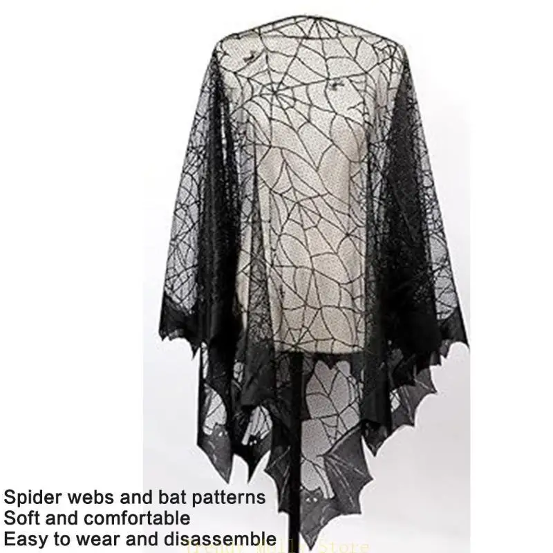 N5KB Halloween Party Shawl for Party Proms for Women and Girls Spiders Long Shawl