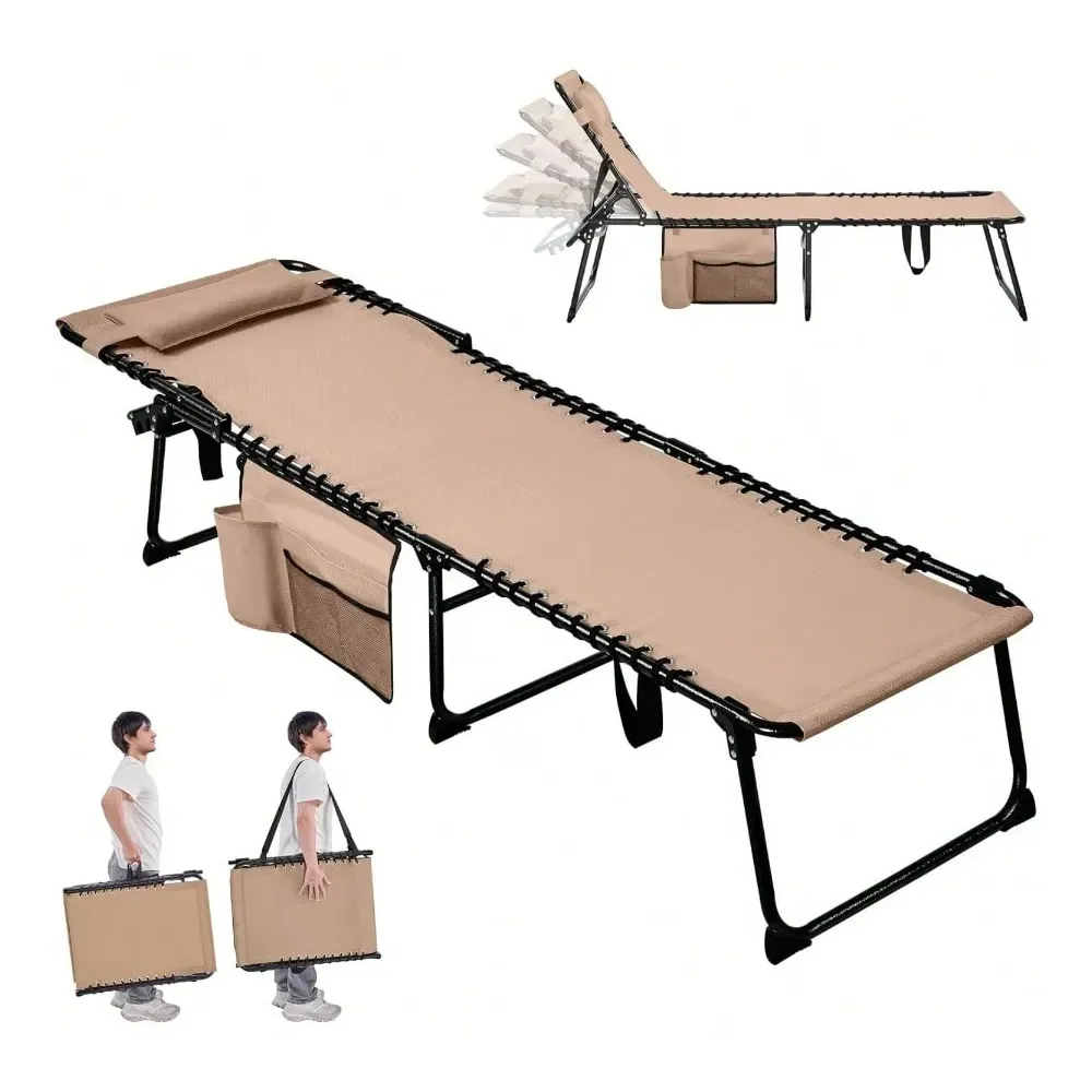 

Outdoor Folding Tanning Chair Chaise Lounge Chairs With 5 Back Position Adjustable Extended Portable Lounger For Beach Patio Be