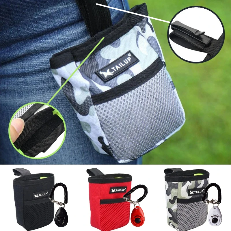 Training Clicker Dog - ポータブルドッグスナックトレーニングバッグ 大容量ウエストバッグ 子犬用ペット用品＆ドッグトレーニングクリッカーアイド 調節可能なリストストラップ