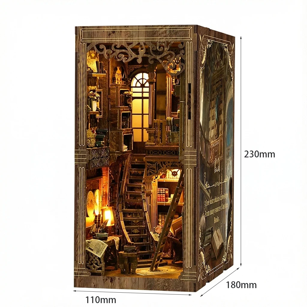 OUZEY Kit de montagem DIY para livro de madeira 3D - Inserção de prateleira de sala de coleção de livros antigos, decoração de mesa para casa