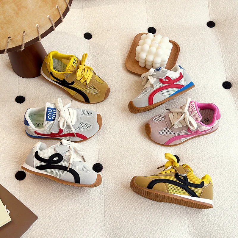 Childrens Sneakers Mesh Breathable Kids Casual Shoes 2025 New Summer Anti Slip Soft Sole Boys Girls Fashion Outdoor Sports Shoes
