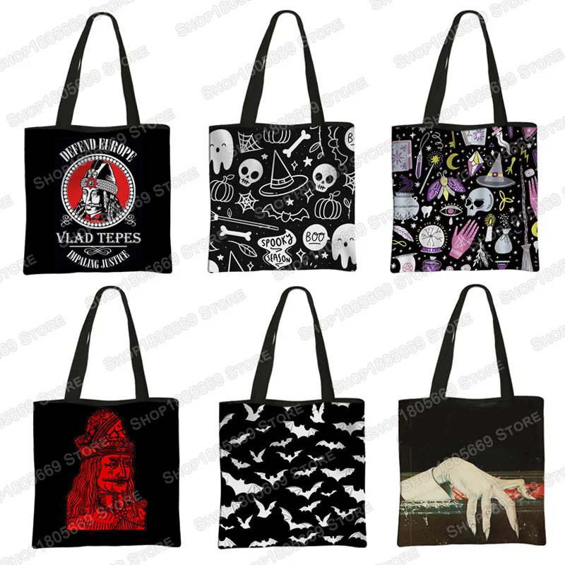 Wampir VLAD TEPES Torby na ramię Torebka damska Gothic Bat Ghost Casual Totes Bag Wielokrotnego użytku damska torba na zakupy