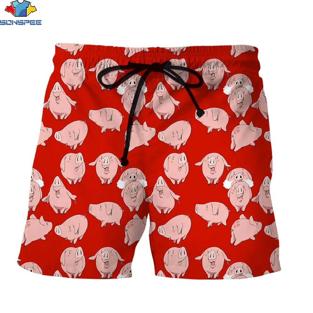 SONSPEE 3D Print The Seven Deadly Sins Magic Hawker Piggy Anime Men's Shorts Trend Harajuku Sports Street Polyester Cargo Shorts