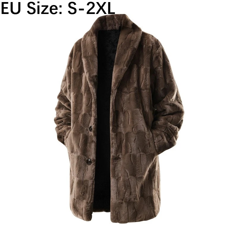 

Мужское длинное пальто из искусственной норки — тяжелая зимняя куртка европейского размера с хлопковой подкладкой для экстремальной холодной погоды