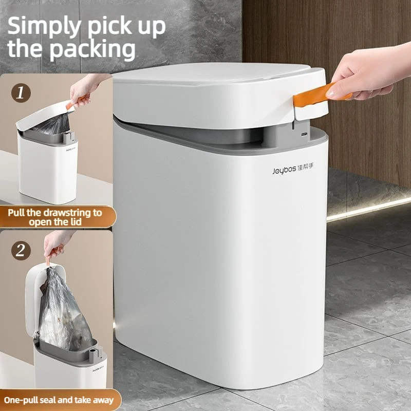 Smart Trash Can with Lid - Infrared Sensor JOYBOS Hands-Free Garbage Automatic Bagging Induction Waterproof For Home Supplies