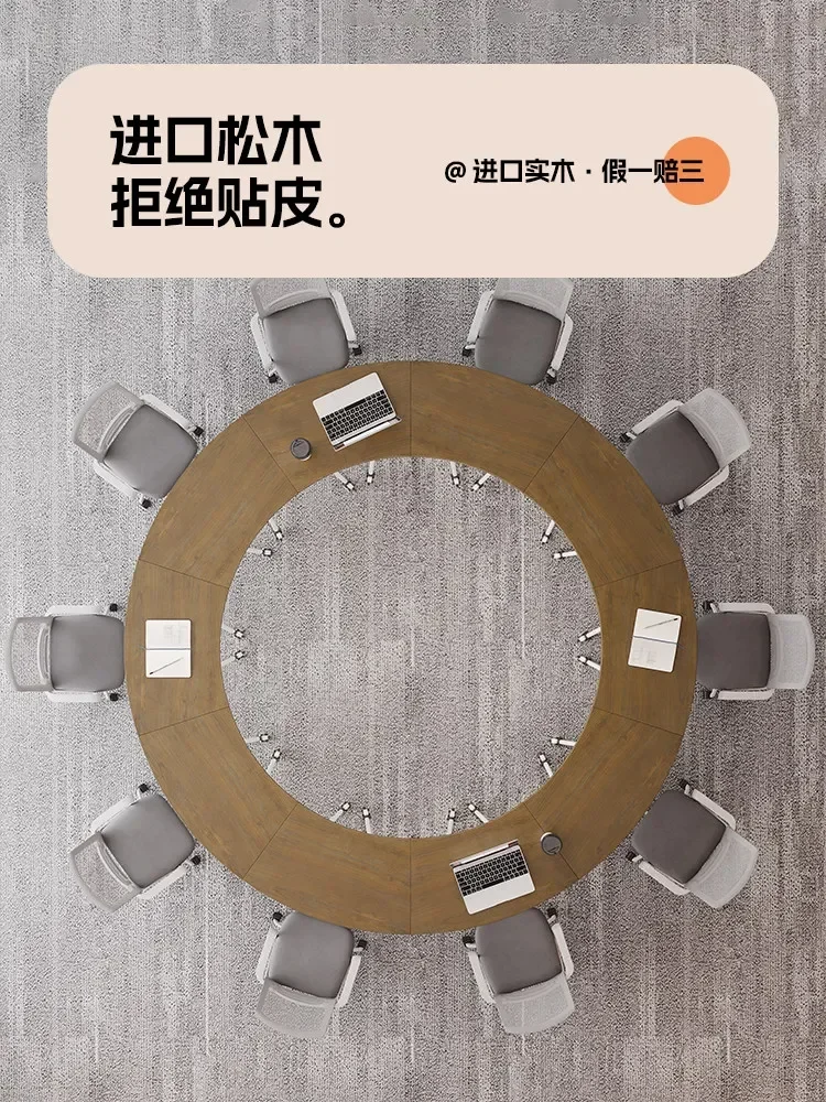 Round Folding Meeting Modern Simple Movable Free Combination Solid Wood DeskX15