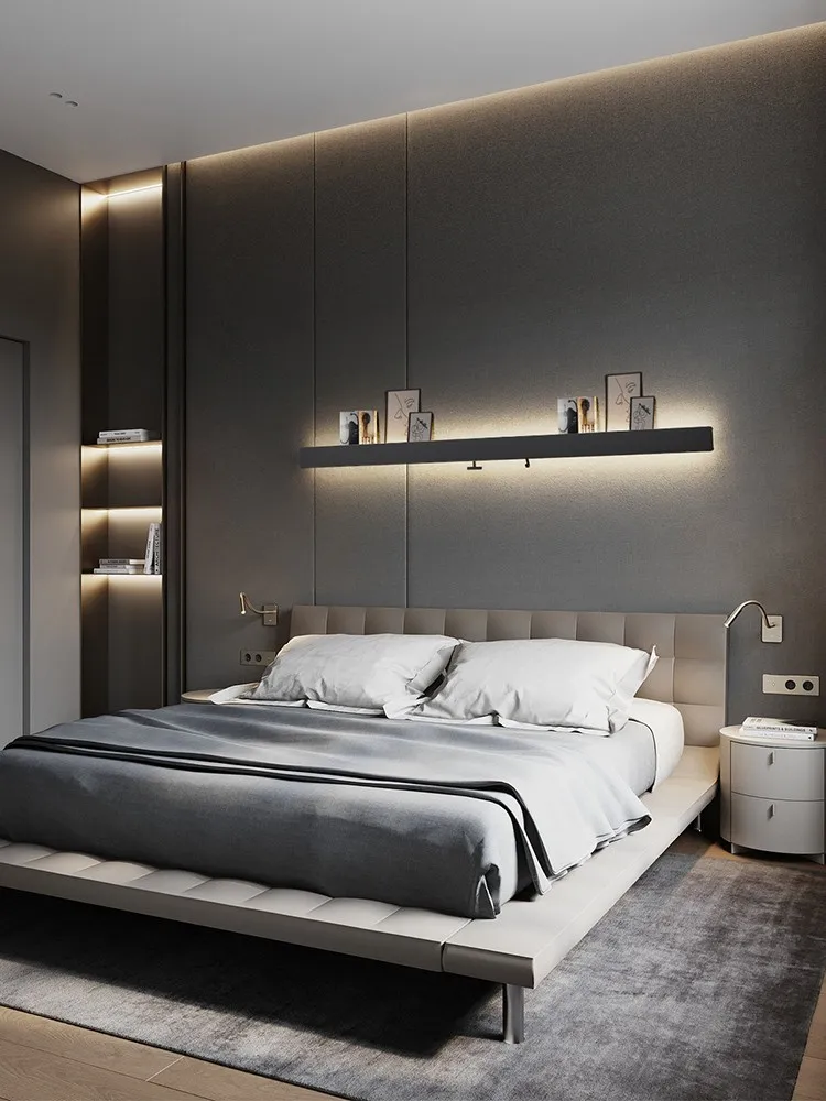 Minimalist Rectangular Bedroom Bedside Storage Light TV Background Wall Ambient Light, Home Hallway Hanging Wall Light