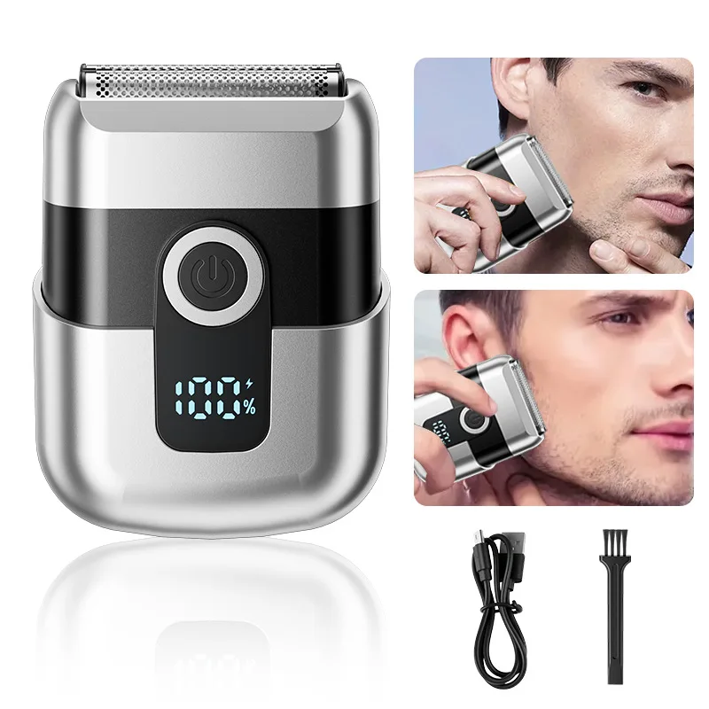 

Portable mini electric men's reciprocating shaver for fast charging, home shaver with dual blade USB power body, waterproof