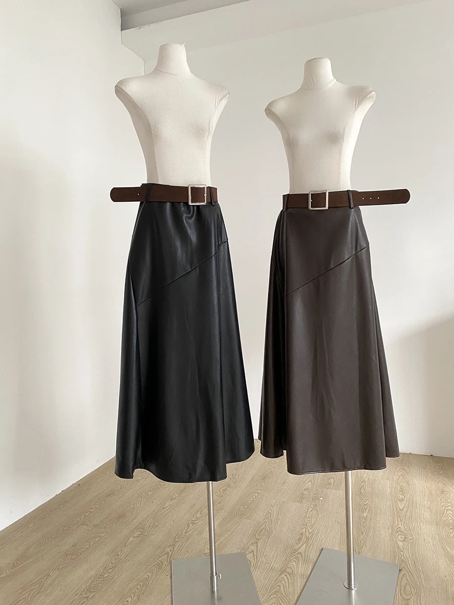 

Fashionable Korean Style High Waist PU Leather Skirt Women's Versatile A-Line Skirt Slimming Autumn 2025 New Arrival