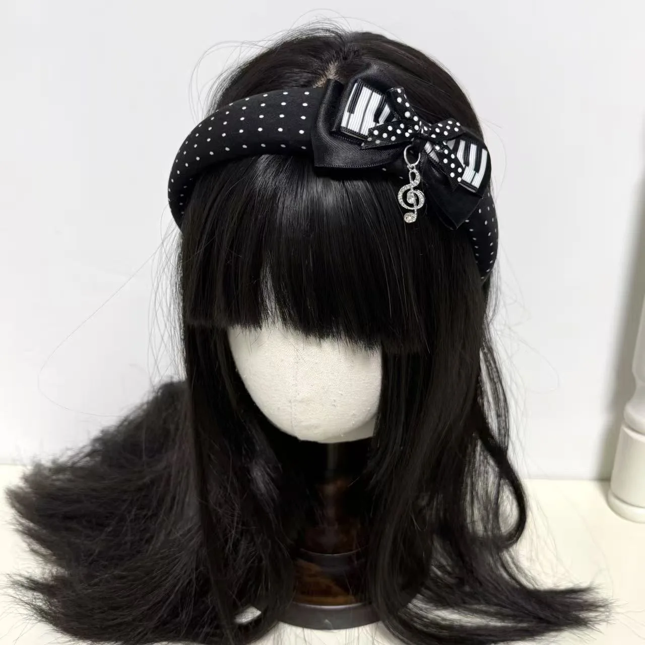 Image of Wave Dot Note Bowknot Y2K Damen-Haarband, japanischer süßer Anime-Haarschmuck, Lolita Jk, neuer Stil, Haarband