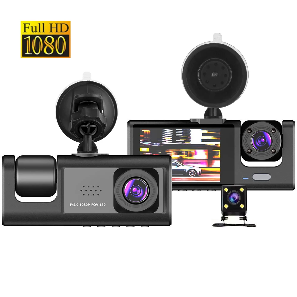 

Rearview Camera 12V Car DVR Universal Interior Monitor Driving Video Recorder Dash Cam 2 Inch Screen HD 1080P 3 Lens