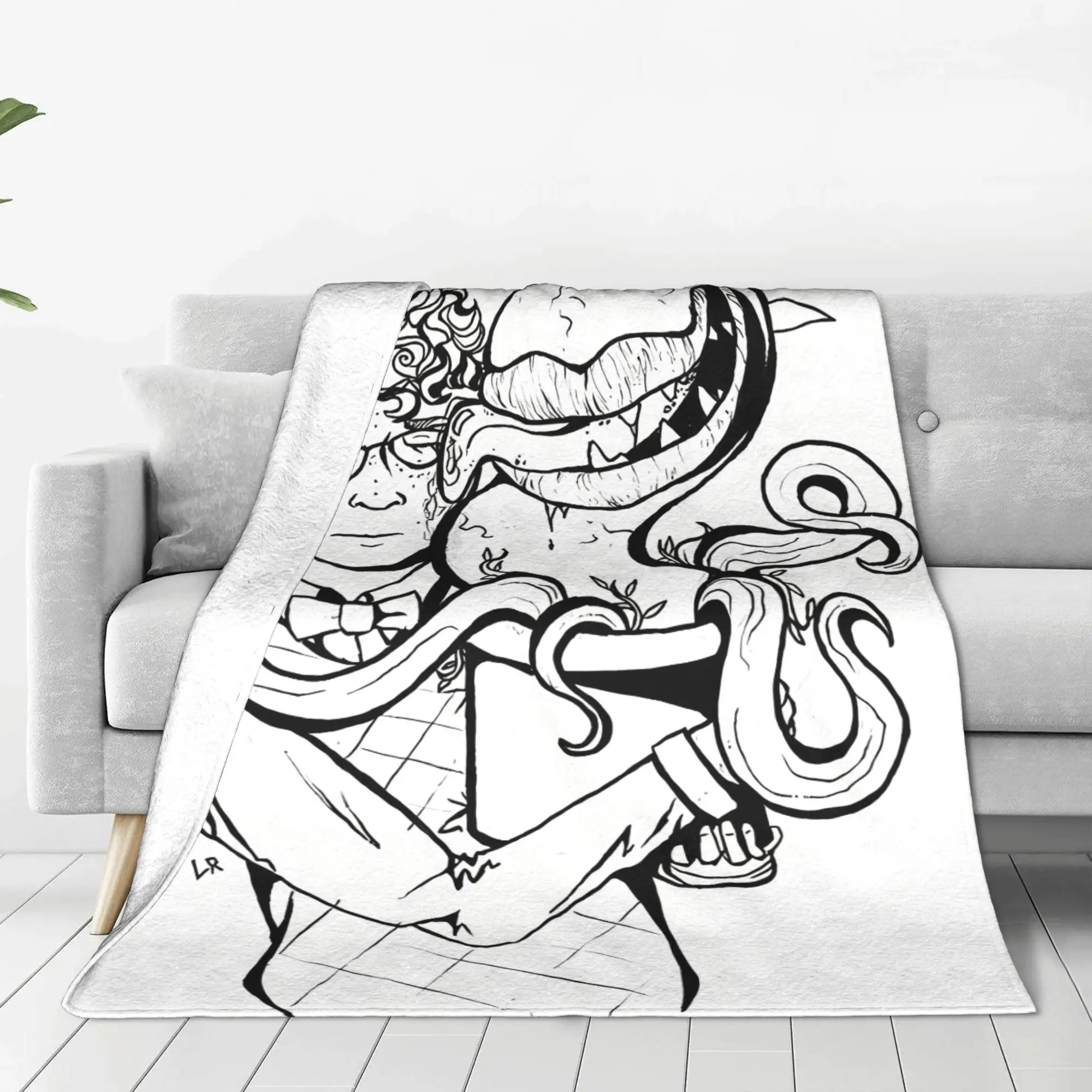 1PC Home Cutecore Audrey II And Seymour Little Shop of Horrors Blanket Super Cosy Plush Home Living Room Sofa Halloween